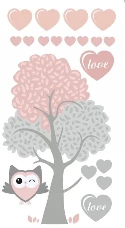 Jemná nálepka na stenu sovička LOVE 60 x 120 cm