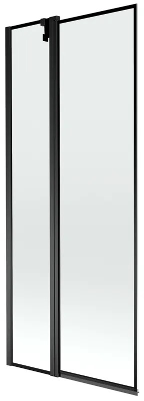 Mexen Flip, 1-krídlová vaňová zástena 80 x 150 cm, 6 mm číre sklo-čierny vzor, čierny profil, 894-080-101-70-70