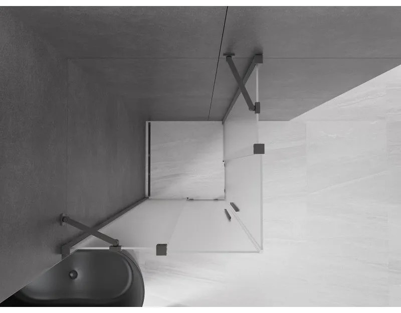 Mexen Velar Duo, sprchový kút s posuvnými dverami 80 x 80 cm, 8mm sklo námraza, brúsený grafit, 871-080-080-32-95