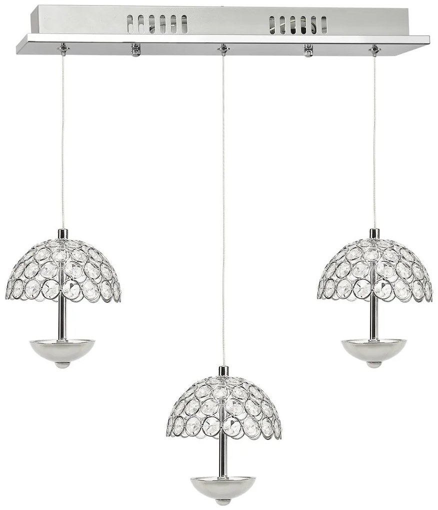 Závesné svietidlo Venus, 3x chrómové krištáľové tienidlo, ch