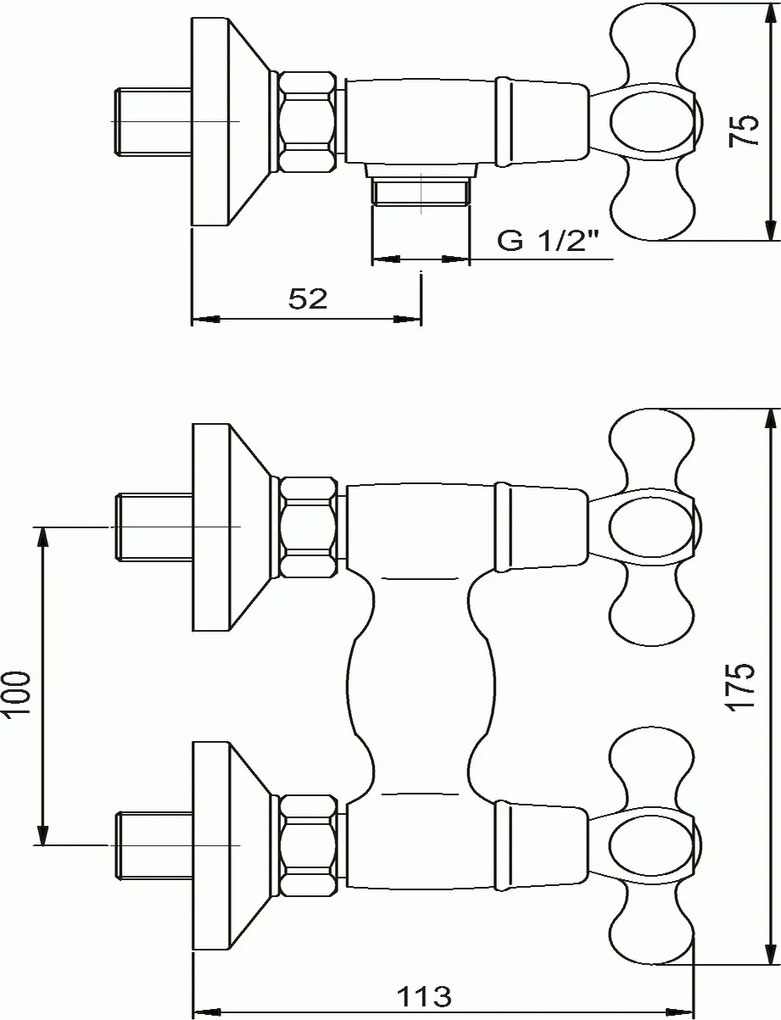 Novaservis Retro II Sprchová batéria bez príslušenstva 100 mm, chróm, 99164/1,0