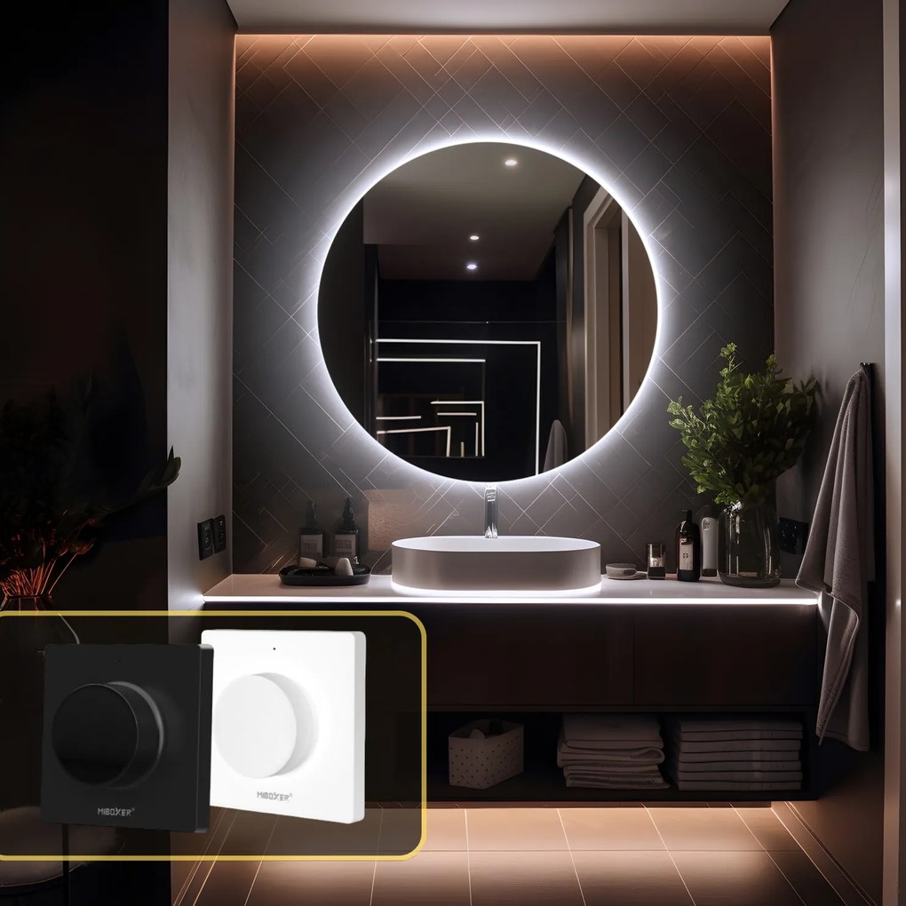 LED zrkadlo okrúhle Romantico ⌀70cm studená biela - diaľkový ovládač Farba diaľkového ovládača: Biela