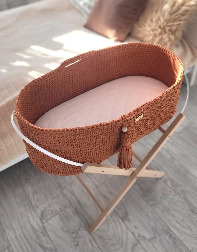 My Sweet Baby Mojžišov kôš BOHO Handmade so stojanom - terakota