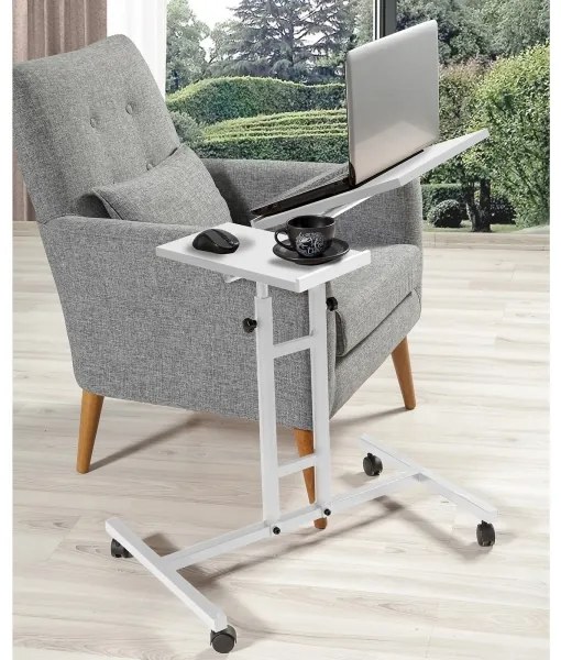 Polohovateľný stôl GLEN 87x67 cm biela