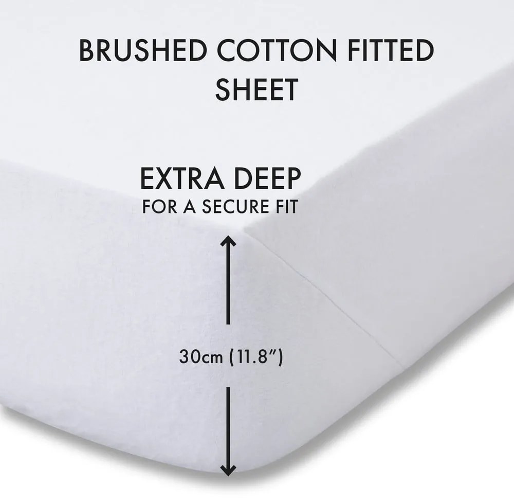 Biela napínacia flanelová plachta 90x190 cm Brushed – Catherine Lansfield