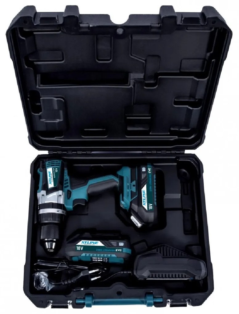 XTline Akumulátorová príklepová vŕtačka 18 V s 2 batériami a kufríkom