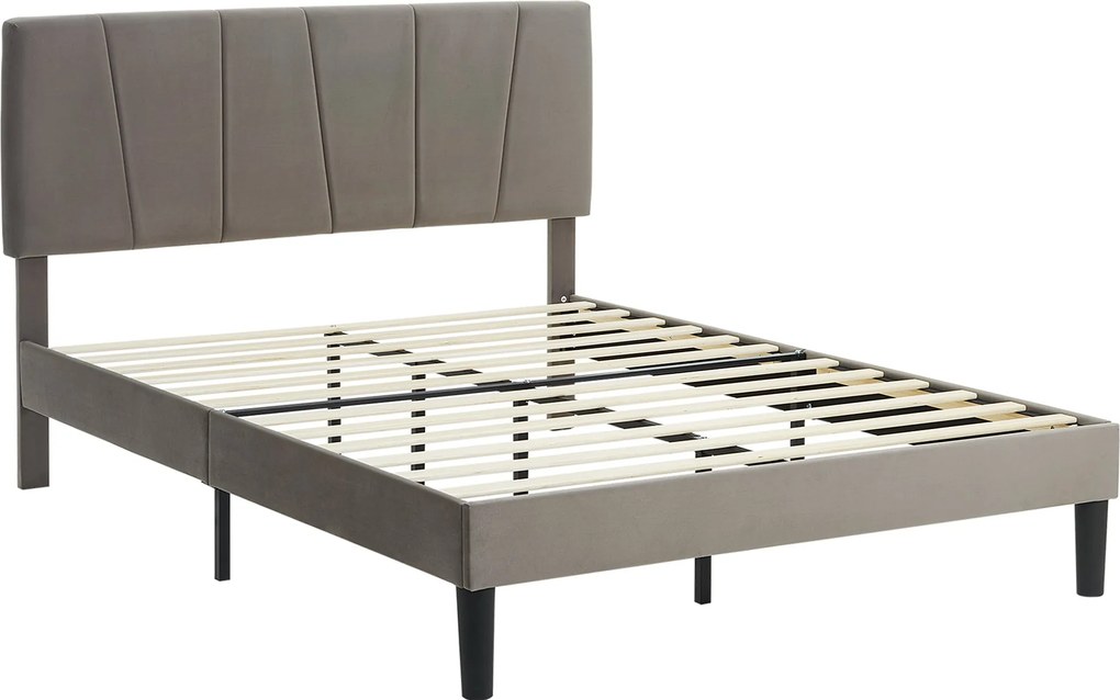 HOMCOM Rám Postele s Dvojlôžkom, 140 x 190 cm, Postel pre 2 osoby, Kovový Rám, Nastaviteľný Čelník, s Latkovým Podstavcom, Úložný Priestor pod Postelo