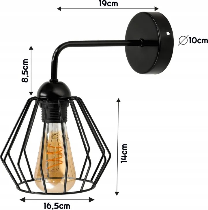 Nástenná lampa 1x E27 LOFT edison LED nad zrkadlo, drôtená guľa