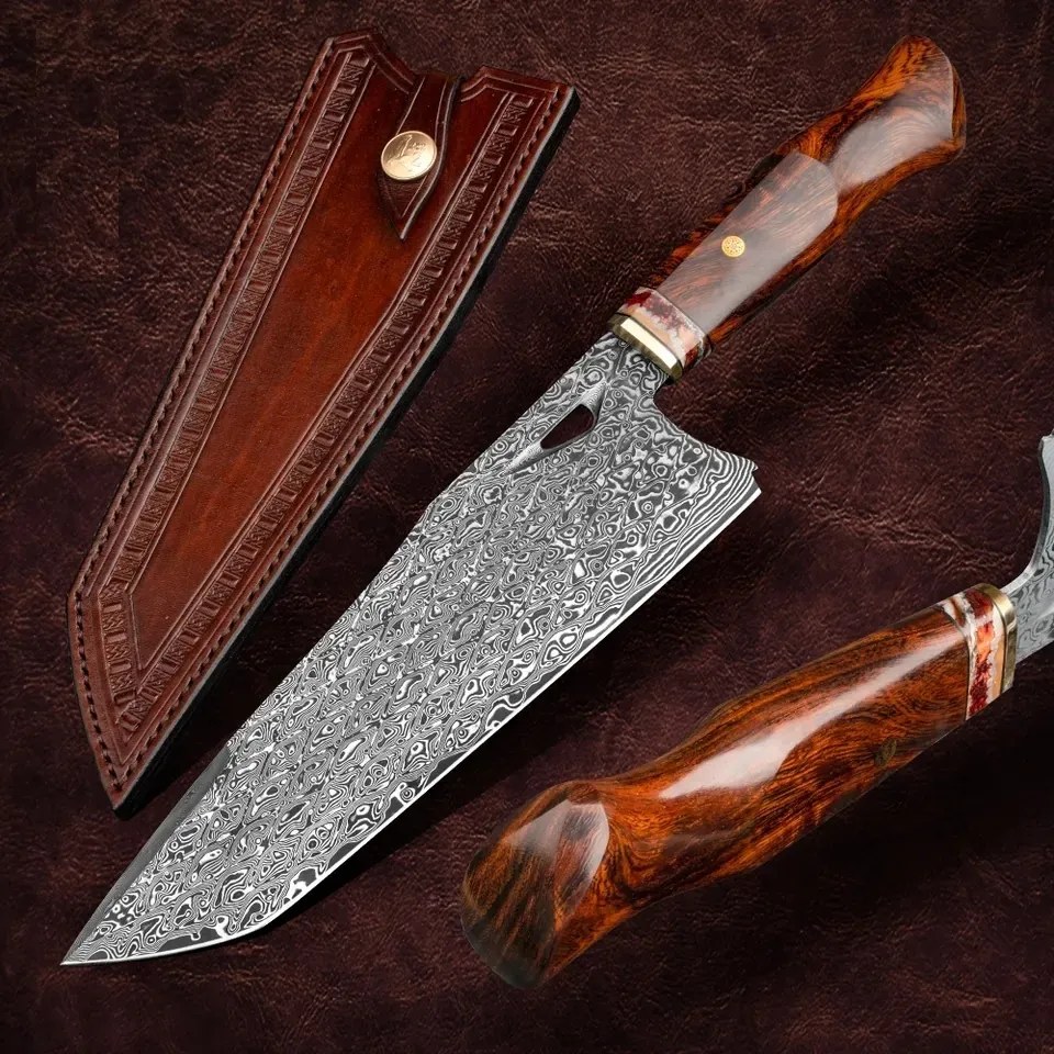 KnifeBoss kuchařský damaškový nůž Master Chef 8.5 (220 mm) Ironwood