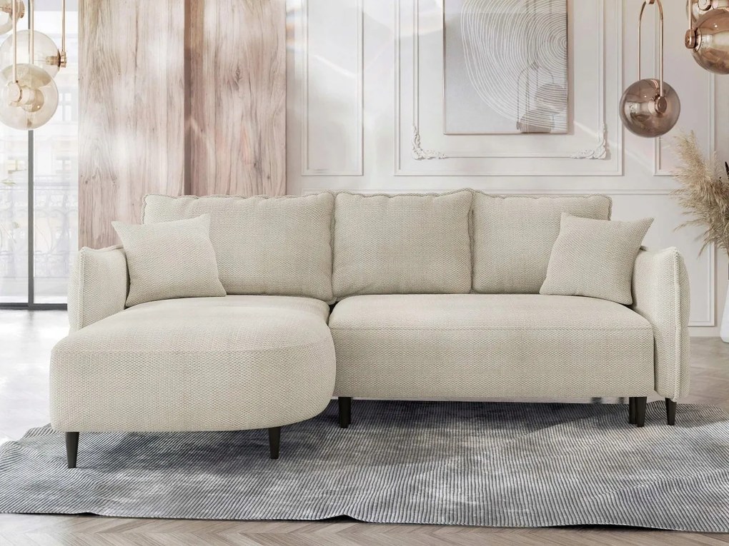 Rohová sedačka Evorde (krémová) (s úl. priestorom) (L)