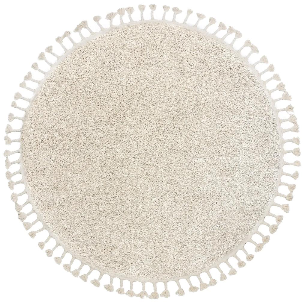 Okrúhly koberec BERBER 9000,  krémová - strapce, Berber, Maroko, Shaggy