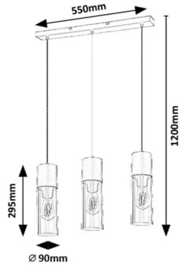 Rabalux 72053 - Luster na lanku RONNO 3xE27/25W/230V