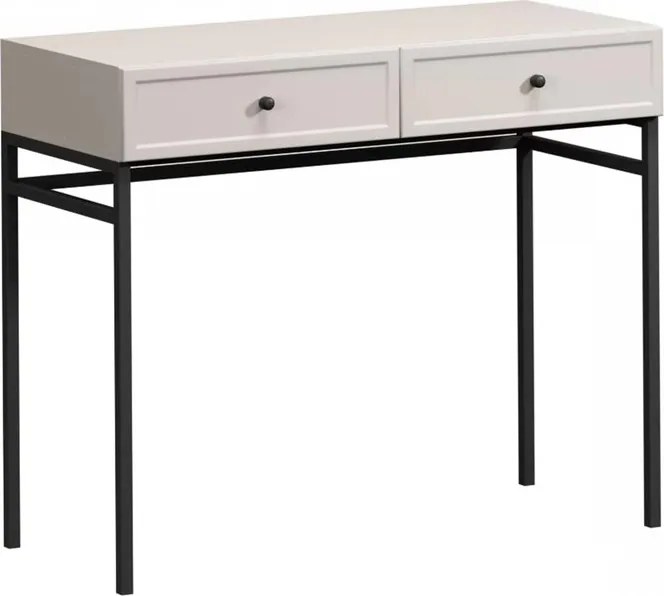 Konzola / toaletný stolík Lorini 100 cm - kašmírová / čierne úchytky G