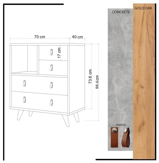 Komoda WITLOF 87x70 cm hnedá/šedá