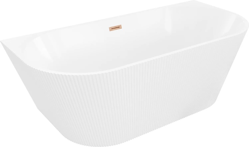 Mexen Oris voľne stojaca vaňa 150x75 cm biela s medeným prepadom