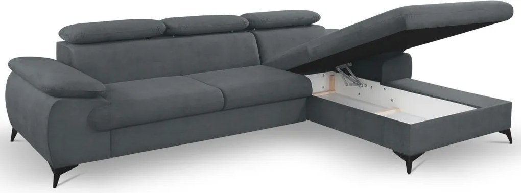 Rohová sedacia súprava Scala, ocelovo šedá látka, pravý roh