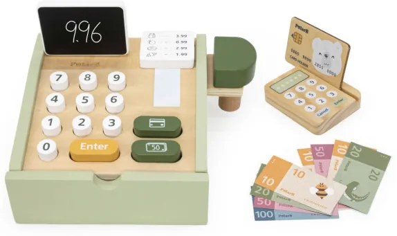 Drevená pokladňa Viga 44244 PolarB zelená