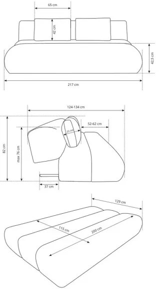 Rozkladacia trojmiestná pohovka FANO krémová