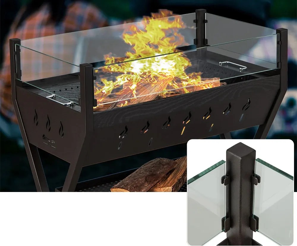 Gril na drevené uhlie s roštmi