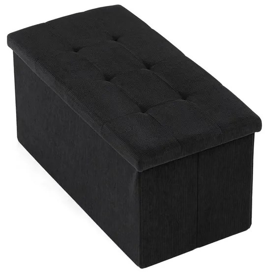 Autronic BONTEC Taburet s úložným priestorom, čierna, menčestrová látka, TAB-472 BK6 Farba: Čierna