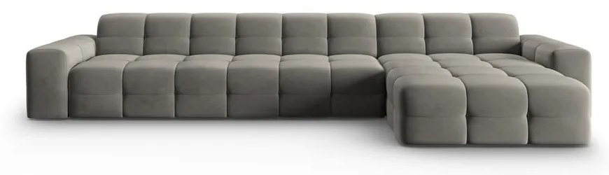 Sivá zamatová rohová pohovka (pravý roh) Kendal - Micadoni Home