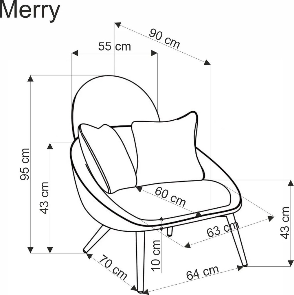 Dizajnové kreslo MERRY krémové