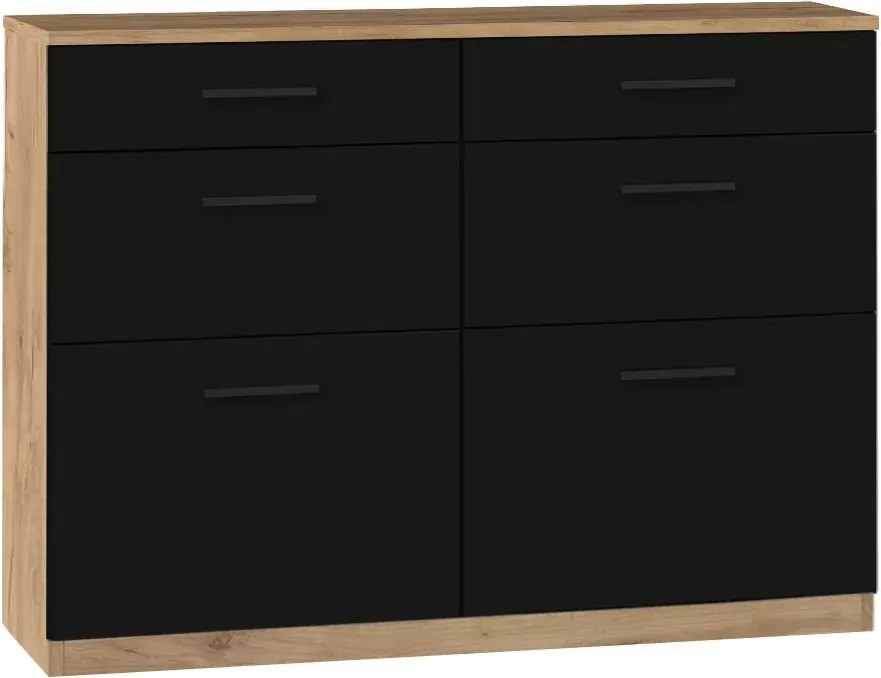 Komoda Keri 19 100 cm so zásuvkami - dub craft tabacco / čierny mat