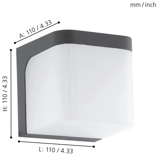 Eglo 96256 - LED Vonkajšie nástenné svietidlo JORBA LED/4,9W/230V IP44