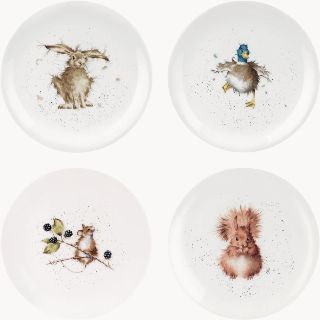 Dezertné taniere z jemného kostného porcelánu Royal Worcester, 4 ks