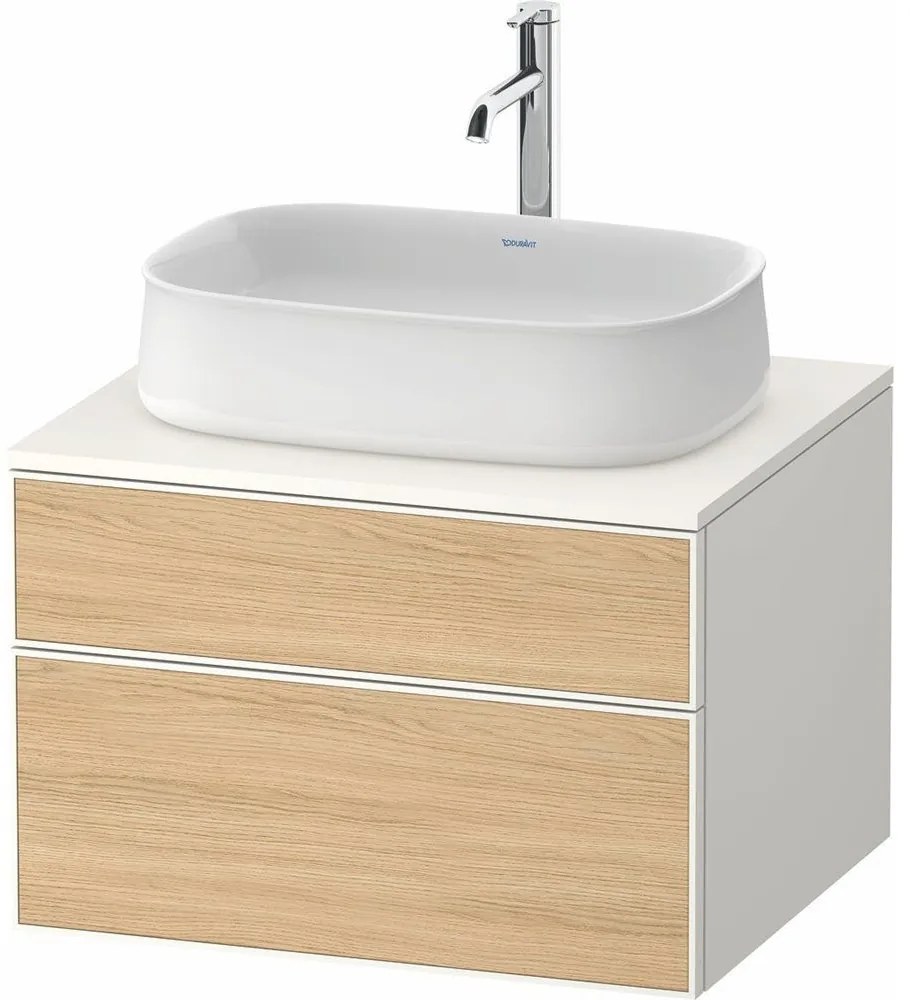 DURAVIT Zencha závesná skrinka pod umývadlo na dosku, 2 zásuvky, 650 x 550 x 442 mm, dub prírodný/biela super matná, ZE4820030840000