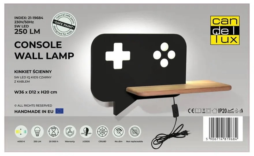 Čierne detské svietidlo Console - Candellux Lighting