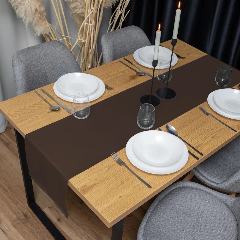 Biante Dekoračný behúň na stôl Rongo RG-015 Tmavo hnedý 20x120 cm
