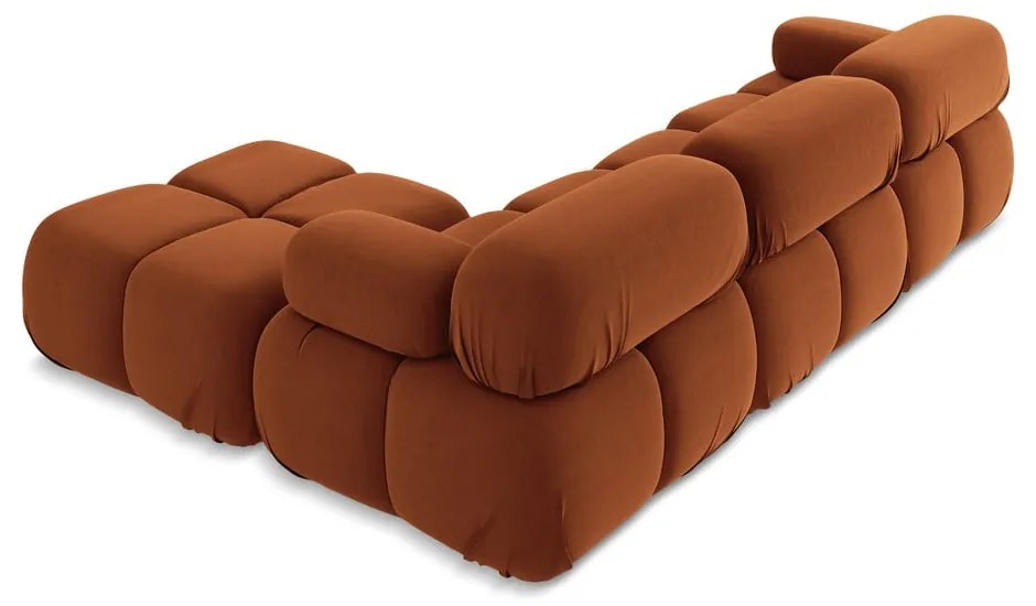 Oranžová zamatová modulárna rohová pohovka Lokua – Makamii