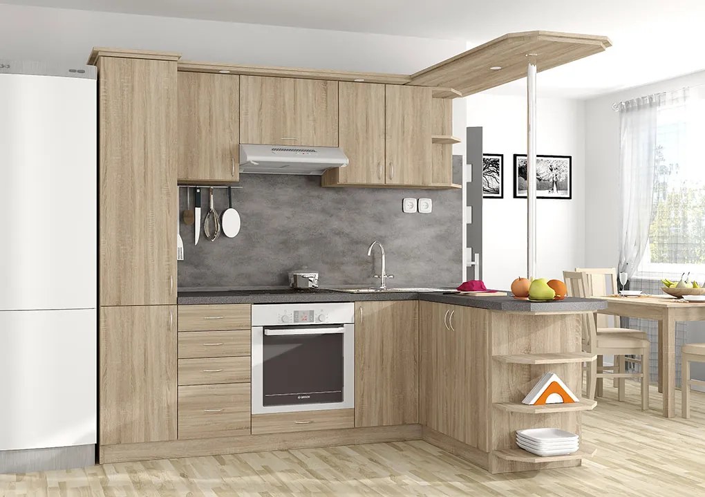Nabytekmorava Kuchyna s ostrovčekom Bára C farba kuchyne: dub sonoma světlá, pracovná doska: s pracovnou doskou