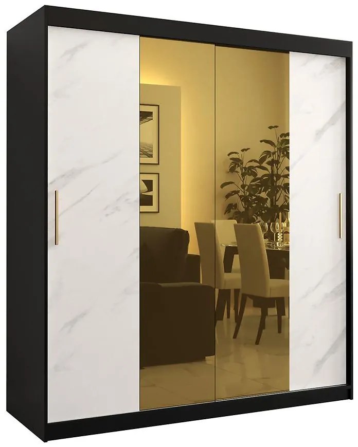 Skriňa Platinum T1 180 čierna marmur/biely