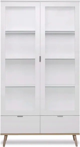 Vysoká vitrína Göteborg, biela / dub sonoma