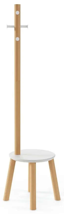 Biely prírodný vešiak z kaučukového dreva Pillar - Umbra