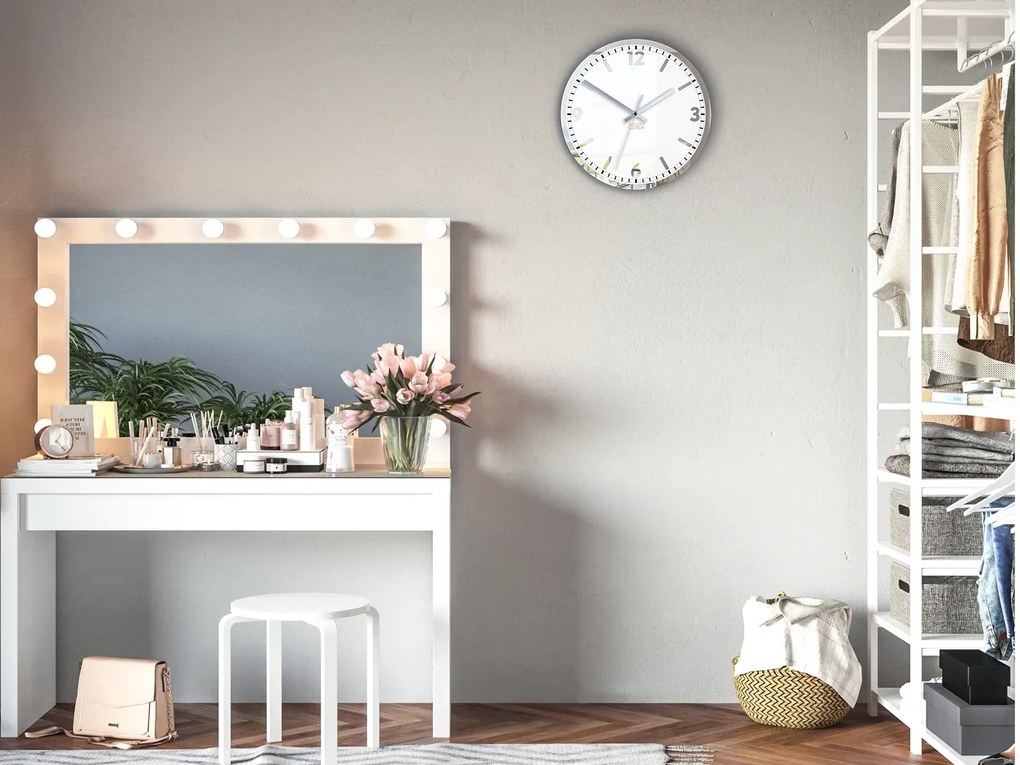 Nástenné hodiny solárne 30 cm zrkadlové