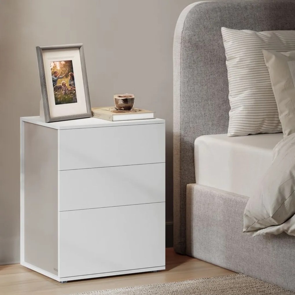 Nočný stolík RAMONA, 58x35x45cm, matná biela/béžová Vasagle