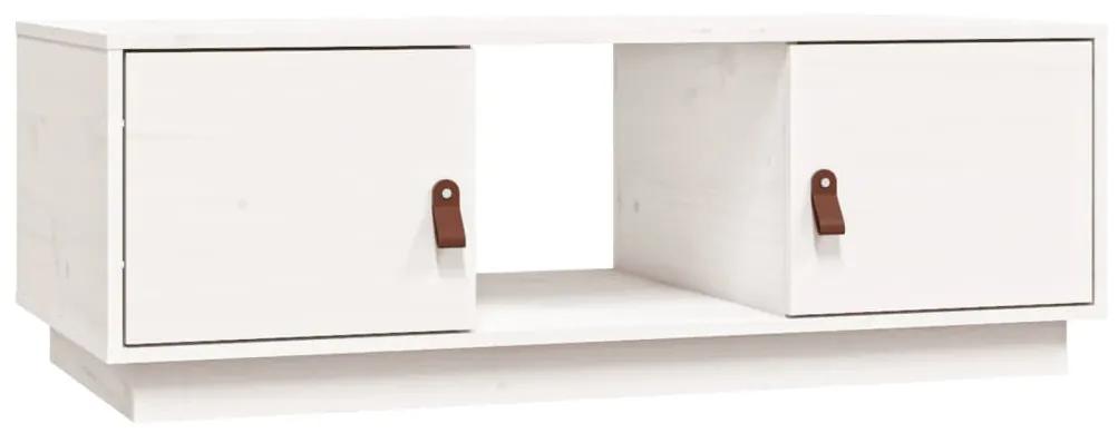 vidaXL Konferenčný stolík biely 100x50x35 cm borovicový masív