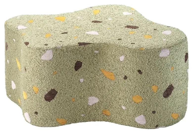 Zelený detský puf z textílie buklé/ženilkový Terrazzo Cloud – Wigiwama