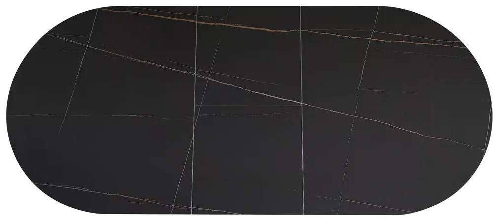 Okrúhly jedálenský stôl rozkladací GASTON CERAMIC 140 čierny mat/sivy mat