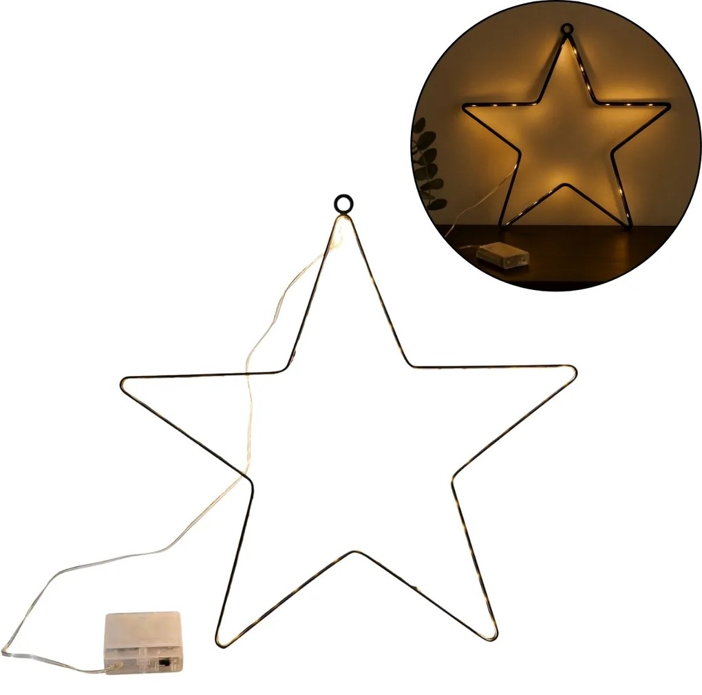 LED vianočná hviezda STARQUE 40 cm, čierna