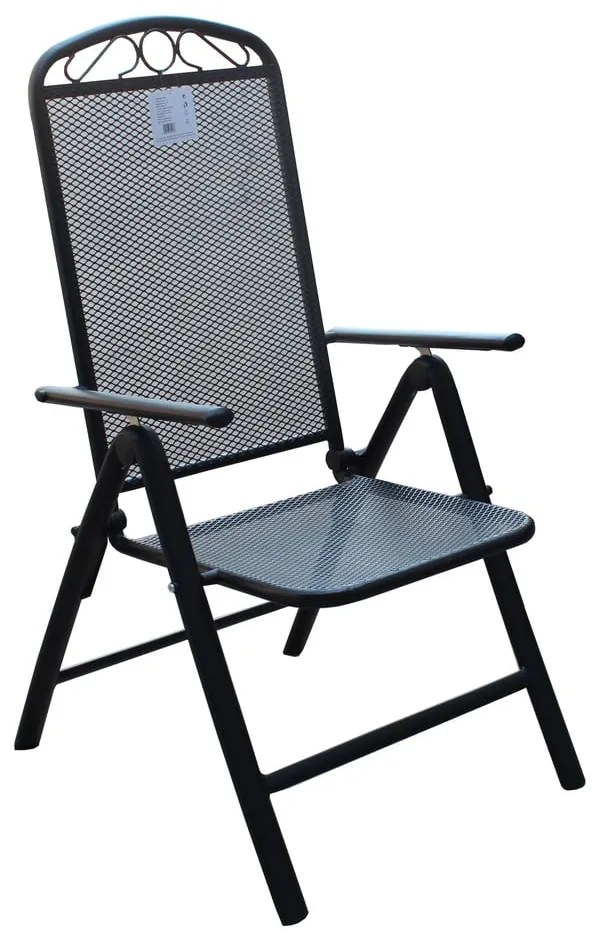 Čierna kovová záhradná stolička – Rojaplast