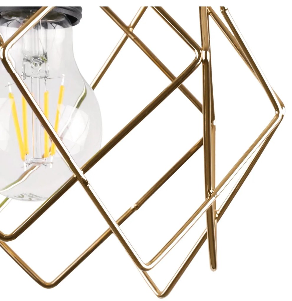 Závesné svietidlo Stella Spider, 3x zlaté drôtené tienidlo