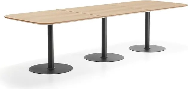 Stôl METRIC, zaoblené rohy, 3000x1000x720 mm, čierna/dub