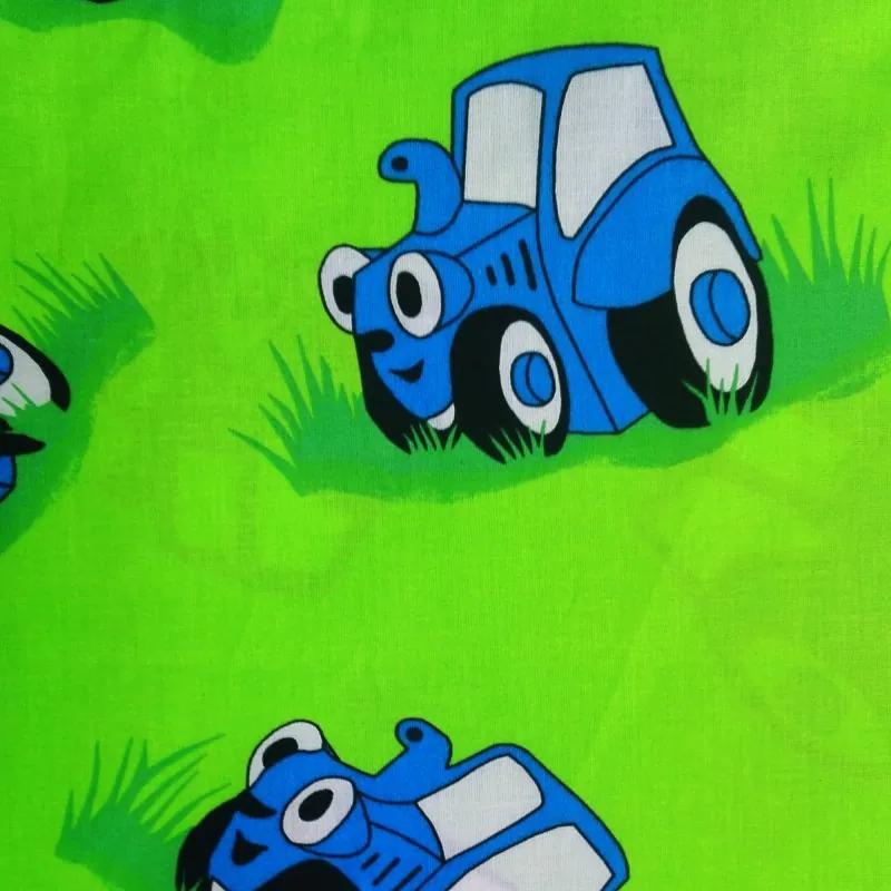Obliečky bavlnené detské traktor zelené TiaHome - 1x Vankúš 90x70cm, 1x Paplón 140x200cm