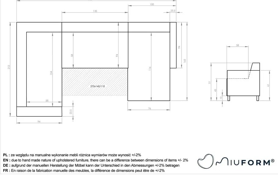Ružová rozkladacia/s úložným priestorom rohová pohovka (ľavý roh/do tvaru "U") Classy Sophie – Miuform