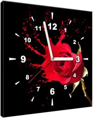 Obraz s hodinami Šplech červená ruža 30x30cm ZP1216A_1AI