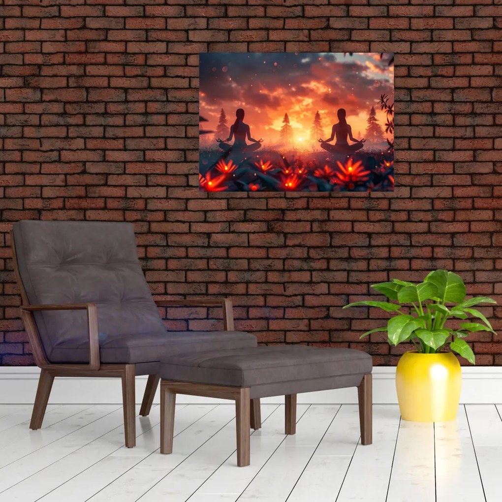 Sklenený obraz - Jóga v prírode (70x50 cm)